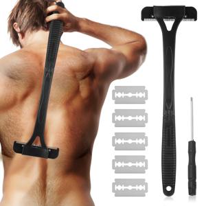 남성용 등 면도기 접이식 트리머, 바디 다리 손잡이 제거 면도기 도구, 제모 트리머