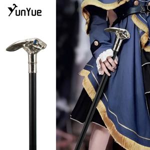 흰색 토끼 긴 귀 금속 워킹 스틱, 레이디 패션 장식 워킹 지팡이, 신사 우아한 코스프레 지팡이, 93cm