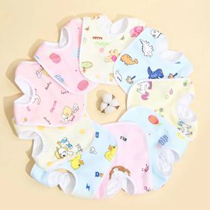 무작위 4/6/8/10PCS 아기 Bibs 면화 방수 Bib 어린이 먹이 옷 보호 신생아 소년 소녀를위한 유아 스카프