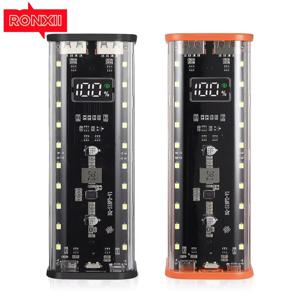 RONXII 8x18650 DIY 전원 은행 케이스 PD22.5W LED 스크린 배터리 보관 쉘 화웨이 Xiaomi 고용량 휴대용 충전