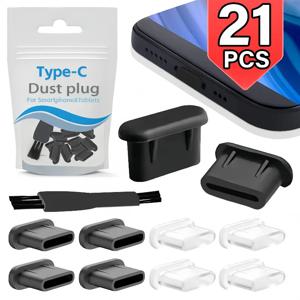 실리콘 Type-C 먼지 플러그 방진 캡 iPhone 용 청소 브러시가있는 USB C 충전 포트 보호 캡 Samsung Xiaomi Huawei