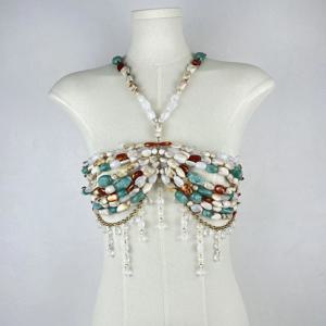 2025 새로운 여성 목걸이 페르시 조끼 중공 탑 쥬얼리 과장된 진주 목 브래지어 패션 브래지어 여성 클럽 카니발