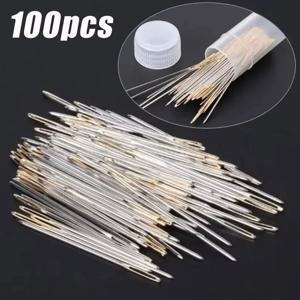 100Pcs 새로운 멀티 사이즈 바느질 바늘 22/24/26 #   꼬리 자수 직물 크로스 스티치 바늘 스테인레스 스틸 DIY 공예 도구
