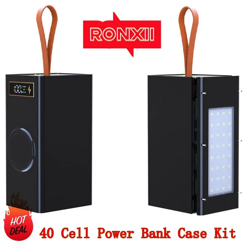 40 셀 보조베터리 케이스 키트 고속 충전 18650 배터리 박스 캠핑 라이트(배터리 없음)