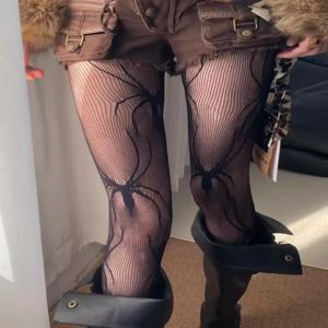 여성 여름 자카드 스파이더 패턴 섹시한 메쉬 속이 빈 스타킹 Y2k 하위 문화 압축 양말 고딕 펑크 Fishnets 팬티 스타킹