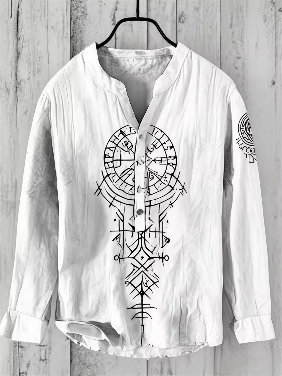 남성 셔츠 V넥 린넨 셔츠, 휴가 해변 하와이안 셔츠, HD 패턴, 고품질 편안한 부드러운 원단 패션 디자인