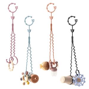 새로운 1PC 아기 젖꼭지 체인 2 클립 유아 병 체인 조정 가능한 실리콘 젖꼭지 체인 Teether 장난감 유모차 액세서리