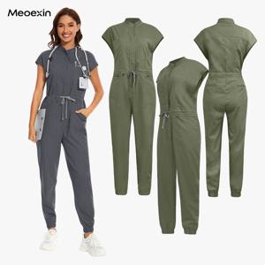 여성 간호사용 메디컬 점프수트 조거 스판덱스 탄성 간호복 유니폼 세트 (여성 의료 작업복)