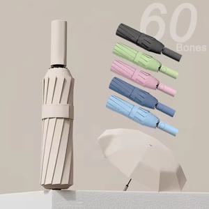 자동 우산 60본 솔리드 컬러 경량 접이식 대형 야외 방수 차양 UV 보호 우산