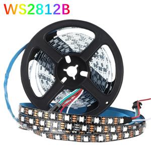 RGBIC 스마트 LED 스트립 WS2812B WS2812 5050 개별적으로 주소 지정이 가능한 IC 30/60/144픽셀/Leds/m 조명 DC5V 검정색 IP30/67 방수