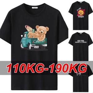 플러스 사이즈 남성 여름 티셔츠 1XL-7XL 만화 반팔 티셔츠 110kg-180kg 탑 코튼 티셔츠 부드러운 통기성 남성 의류