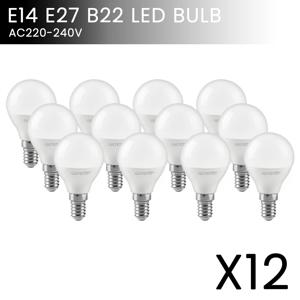 12팩 LED 전구 E14 E27 B22 에너지 절약 글로브 전구 램프 220V 3W 5W 6W 7W LED 따뜻한/차가운 조명 (거실/침실용)
