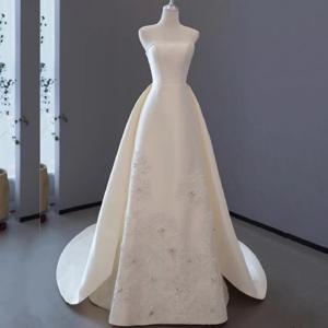 맞춤형 사이즈 사용 가능 저지 스팽글 플리츠 A라인 끈이 없는 긴 드레스 맞춤형 행사 정장