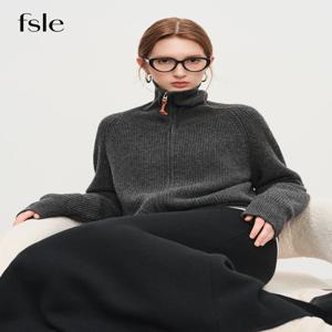 FSLE 가을 스웨터 여성 루즈핏 울 혼방 니트 가디건 가을 겨울 2025 신상 지퍼 프론트 아우터웨어 캐주얼 탑