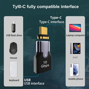 100W 마그네틱 USB 4.0 타입 C OTG 어댑터 40Gbps 메탈 고속 충전 USB-C 비디오 컨버터 (맥북, 폰, 아이패드, U 디스크, 키보드용)