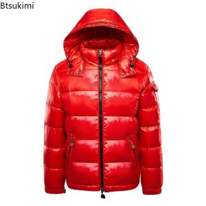 2026 패션 방수 짧은 면 재킷 남성용 블랙 경량 스노우 파카 고품질 광택 파카 겨울 재킷 남성용