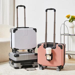 컵 홀더가 있는 18인치 기내용 수하물 남성과 여성을 위한 소형 여행가방 회전 바퀴가 있는 짧은 여행을 위한 가벼운 여행가방