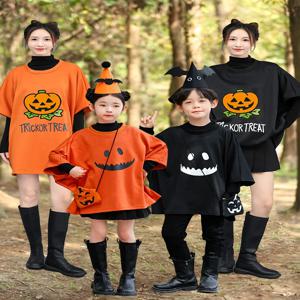 할로윈 의상 유령 의상 어린이용 대형 사이즈 남아 여아용 재미있는 박쥐 셔츠 호박 옷 코스프레 망토 모자