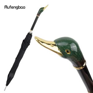 오리 동물 자동 방풍 우산, 긴 손잡이 확대형 우산, 맑은 날과 비 오는 날 모두 사용 가능한 지팡이형 우산