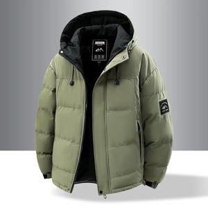 2025 겨울 신상품 고품질 후드 코튼 재킷, 중년 및 청년용, 트렌디한 두꺼운 방한 코튼 재킷