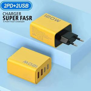 총 120W 4포트 USB 타입 C 고속 충전기 퀵 차지 모바일 폰용