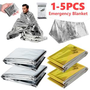 1-5PCS 비상 담요 야외 생존 응급 처치 담요 캠핑 매트 패드 용 호일 열 담요 방풍 구조 담요