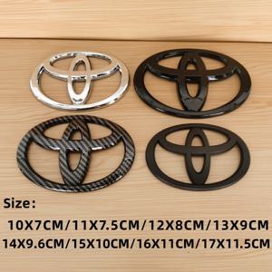 토요타 프론트 그릴 후드 리어 트렁크 로고 코롤라 캠리 RAV4 힐룩스 야리스 프리우스 프라도 배지 액세서리용 3D 자동차 엠블럼 스티커