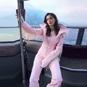 2026 트렌디 캐주얼 후드 재킷 여성 우아한 따뜻한 슬림핏 면 코트 겨울 다용도 레이스업 태슬 스노우 스포츠 점프수트