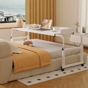 높이 조절 가능한 침대 테이블 노트북 책상 접이식 휴대용 롤링 컴퓨터 책상 공간 절약형 공부용 홈 오피스 게임용 화이트