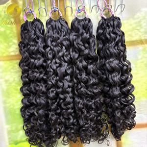 내추럴 100g/팩 워터 웨이브 크로셰 인모 헤어 익스텐션 킹키 컬리 매듭 없는 프리 세퍼레이티드 크로셰 페더 헤어 익스텐션