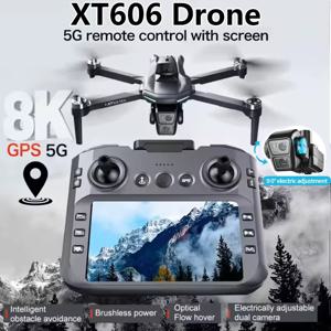 2026년 신형 XT606 GPS 드론 5KM 8K 전문가용 HD 듀얼 카메라 3축 짐벌 360 °   장애물 회피 브러시리스 쿼드콥터 장난감 선물