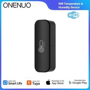 ONENUO Tuya WiFi 스마트 온습도 센서 스마트 라이프 앱 모니터 스마트 홈용 Var SmartLife Alexa와 호환 블랙