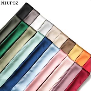 뜨거운 패션 새로운 능 직물 에뮬레이션 실크 솔리드 가방 스카프 여성 작은 스카프 리본 핸드백 머리 긴 목도리 두건 럭셔리 헤드 스카프