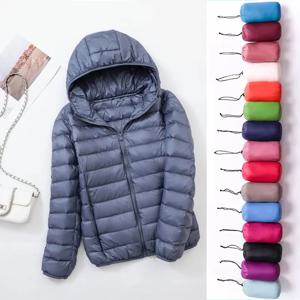 플러스 사이즈 얇은 라이트 다운 재킷, 슬림 숏 후드, 따뜻한 화이트 덕 다운 코트, 여성 아우터, 스트리트웨어, 2023 가을 겨울