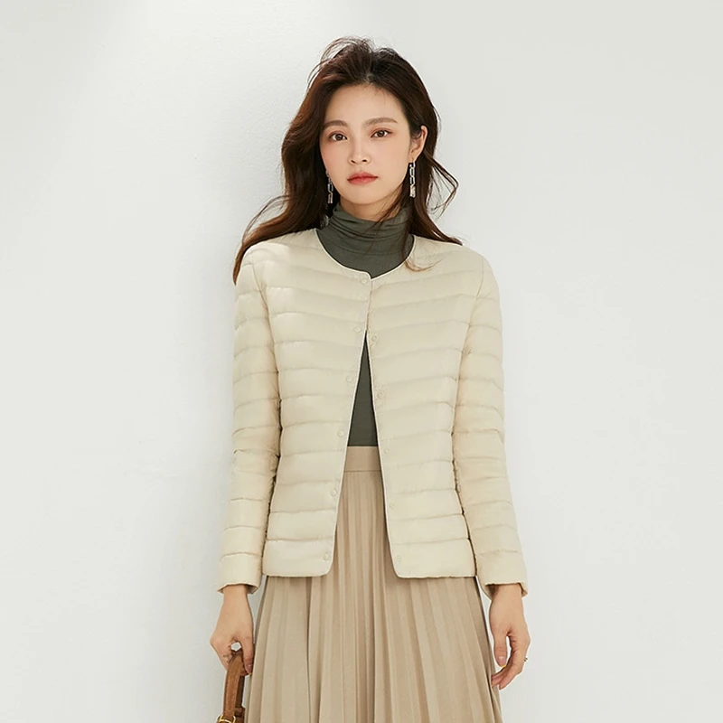 여성 라이너 오리 다운 재킷 오-넥 가변 v 넥 2022 새로운 여성 겨울 따뜻한 칼라리스 초경량 퀼트 퍼퍼 코트 유지