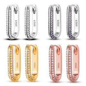 새로운 925 스털링 실버 하트 후프 귀걸이 상감 지르콘 CZ 인피니티 러브 골든 귀걸이 여성을위한 결혼 선물 럭셔리 쥬얼리