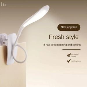 USB 충전식 덕빌 데스크 램프 3단계 터치 디밍 침실 침대 옆 LED 눈 보호 학습용 데스크 램프 클립 북 램프
