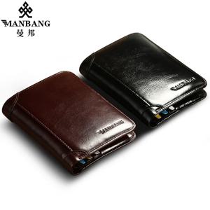ManBang 클래식 스타일 지갑 정품 가죽 남성 지갑 짧은 남성 지갑 카드 홀더 지갑 남성 패션 고품질