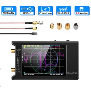 NanoVNA-H4 hugen 벡터 네트워크 분석기, HF VHF UHF 안테나 분석기, SD 카드 슬롯, V4.3, 10k-1.5GHz, 4 인치, 2022 신제품