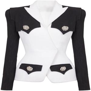 하이 스트리트 최신 2026 디자이너 재킷 여성 슬림핏 라인스톤 다이아몬드 버튼 컬러 블록 블레이저