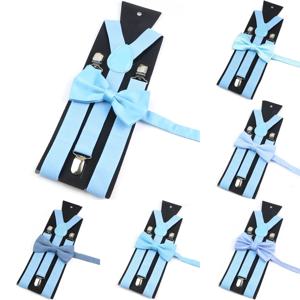 남자를위한 뜨거운 판매 서스펜더 Bowtie 세트 소년 Skyle 블루 로얄 블루 네이비 블루 탄성 조절 Y 백 교정기 스트랩 액세서리