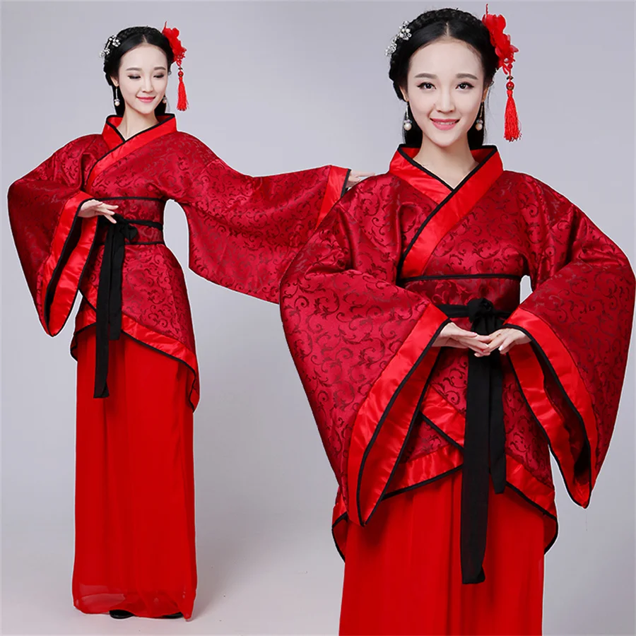 긴 소매 Hanfu 긴 드레스 패치 워크 고대 스타일 중국 전통 의상 성능 스커트 Cheongsam 중국어 당나라 정장
