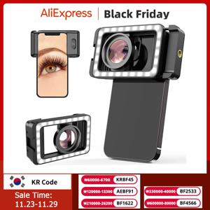 APEXEL LED 필 라이트 포함 HD 15x 매크로 렌즈, 범용 클램프 클립 마이크로 렌즈, 아이폰, 삼성, 모든 스마트폰용, 업그레이드 신제품