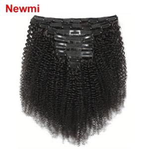 아프로 곱슬머리 클립인 헤어 익스텐션 인모 12A 브라질리언 버진 헤어 클립인 8피스 110g/세트 내추럴 블랙