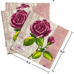 식품 등급 장미 프린트 꽃무늬 티슈 페이퍼, 향 없는 냅킨, 2 겹 20 개, 여름