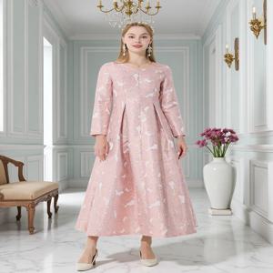 우아한 여성용 롱 맥시 자카드 원피스 파티 패션 꽃 의류, 신상 도착 저녁 빈티지 숙녀 볼 가운