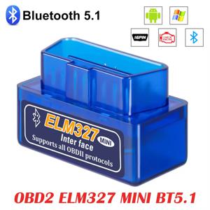 ELM327 미니 obd2 블루투스 5.1 안드로이드/ios 자동차 스캐너 elm 327 자동 진단 도구 obdii v2.1 스캔 코드 리더 어댑터