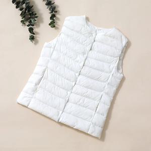 여성용 화이트 덕 다운 조끼, 민소매 초경량 휴대용 퍼퍼 재킷, 따뜻한 라이너 조끼, 가을 겨울
