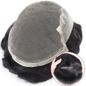 남성용 통기성 레이스 프론트 가발, 인모 교체 시스템, Q6 베이스, PU 토피 포함, 6*8, 6*9, 7*10/8*10 레이스