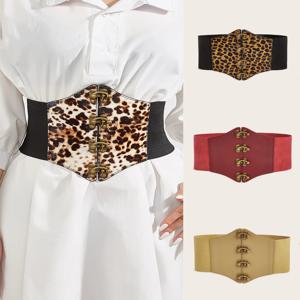 다색 레오파드 무늬 탄성 잠금 허리 코르셋 패션 허리 코르셋 원피스 액세서리 벨트, 1 개